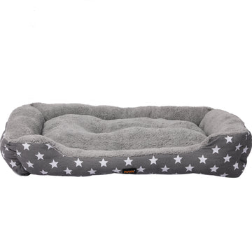 PaWz Pet Dog Cat Bed Deluxe Soft Cushion Lining Warm Kennel Grey Star L PaWz